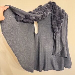 DOLCE CABO 100% Real Rabbit Fur Sweater Duster Vest Sleeveless Gray Color Sz S/M
